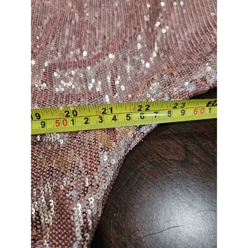 Aryn K Rose Gold Sequin Sheer Mesh Short Sleeve Top Women’s Medium Party NYE - Picture 6 of 7